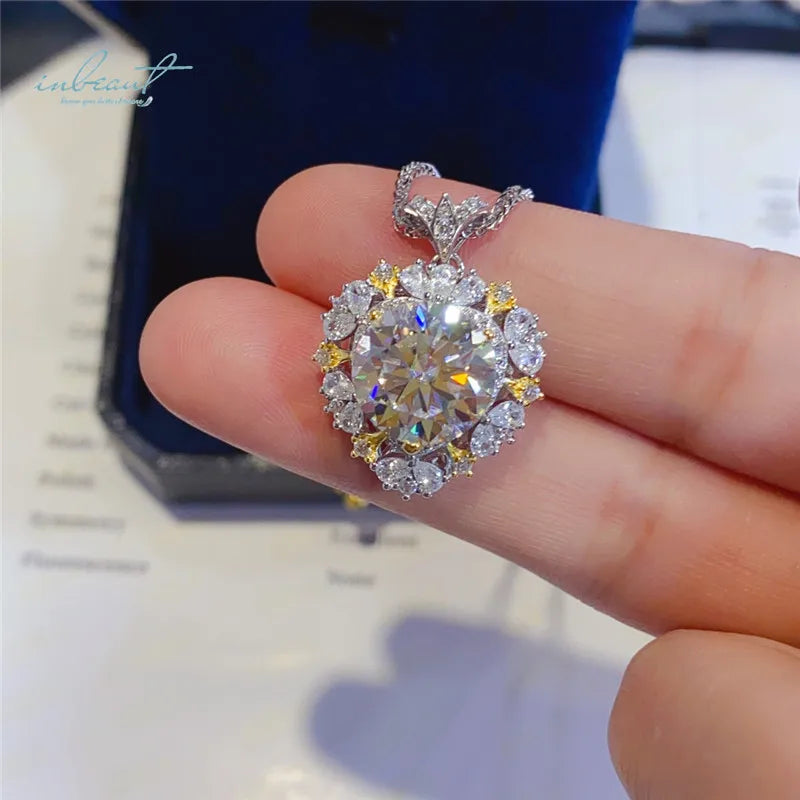 Silver 925 Original 5 Carat Brilliant Cut Diamond Test Past D Color VVS1 Moissanite Forever Love Heart Pendant Necklace Gift