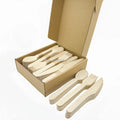 Cheap Disposable Birchwood Classic Cutlery Set Camping Tableware Fork Knife Spoon a Grade Hand Polished