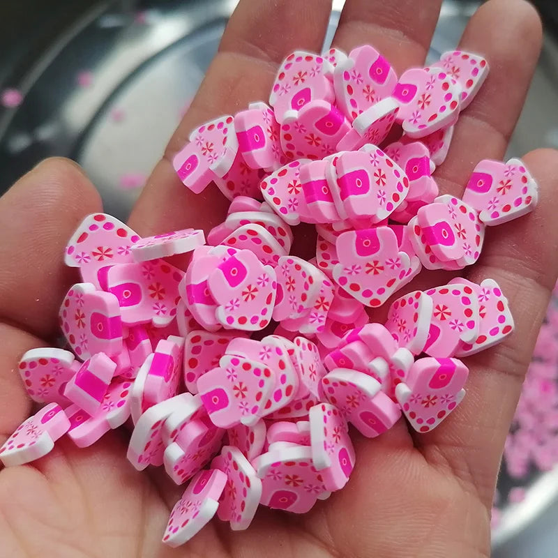 500g DIY Craft Slime Sprinkles 5mm 10mm Christmas Tree House Gingerbread Men Snowmen Candy Cane Polymer Clay Sprinkles Slices