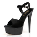 Black Flock Elegant 15cm Stripper Heels Nightclub Exotic Dancer Gladiator Models Catwalk Fashion Platform Sandals Peep Toe Girl