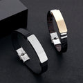 2024 New OEM DIY Engraved Letter Logo Silicone Vintage Leather Bangle Custom Design Stainless Bracelet