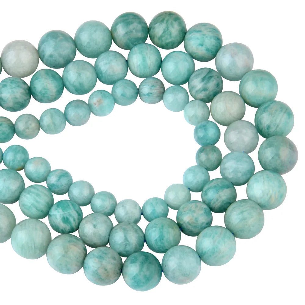 6mm 8mm 10mm Natural Round Jade Loose Amazonite Beads Crystal Quartz Stone Strand