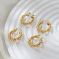 New Trendy Earring 18K PVD Gold Plated Rope Chain Twisted Hoop Earrings Bead Chain Statement Earring Tarnish Free Jewelry MegaBDM