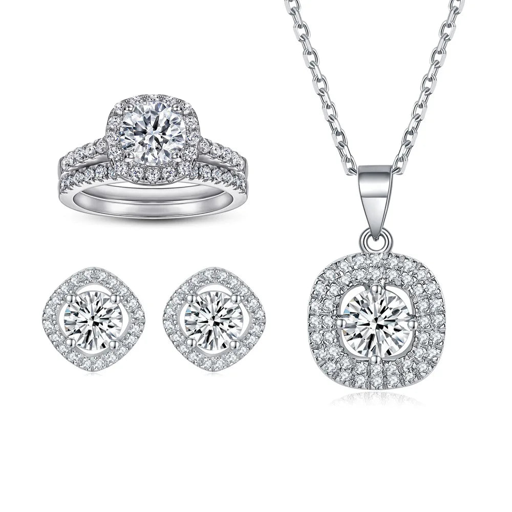 Sophisticated 925 Sterling Silver Zirconia Set Custom Brand Logo Luxury Fine Jewelry