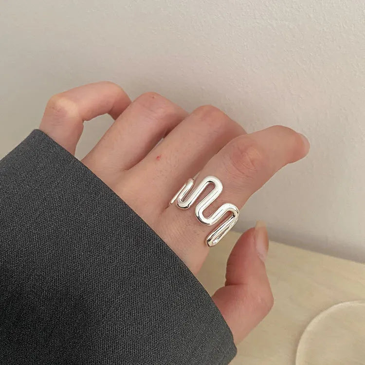 Modern Design 925 Sterling Silver Design Wave Shape Ring