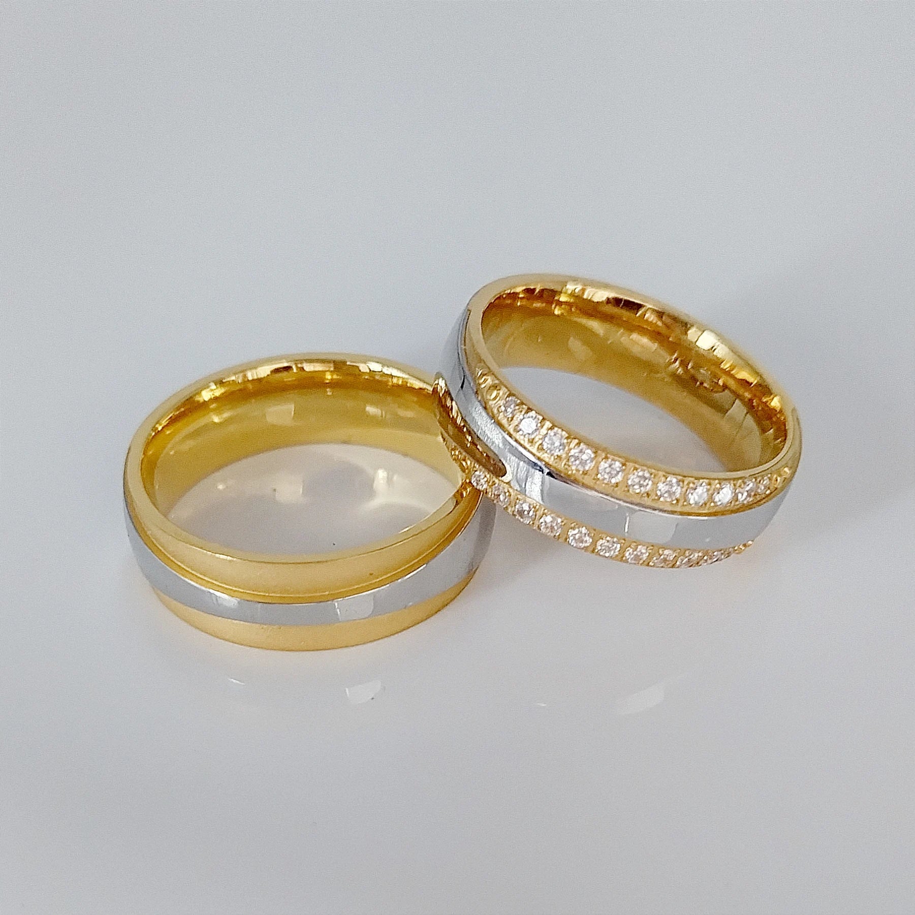 African Western 18k Gold Filled Stainless Steel Cz Moissanite Diamond Jewelry Wedding Rings Couple Sets Bague Anillos Eheringe