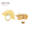 Dainty Women's Fashion Jewelry Earrings Fanshaped 24K Gold Plated Stainless Steel Stub Earrings for Girls