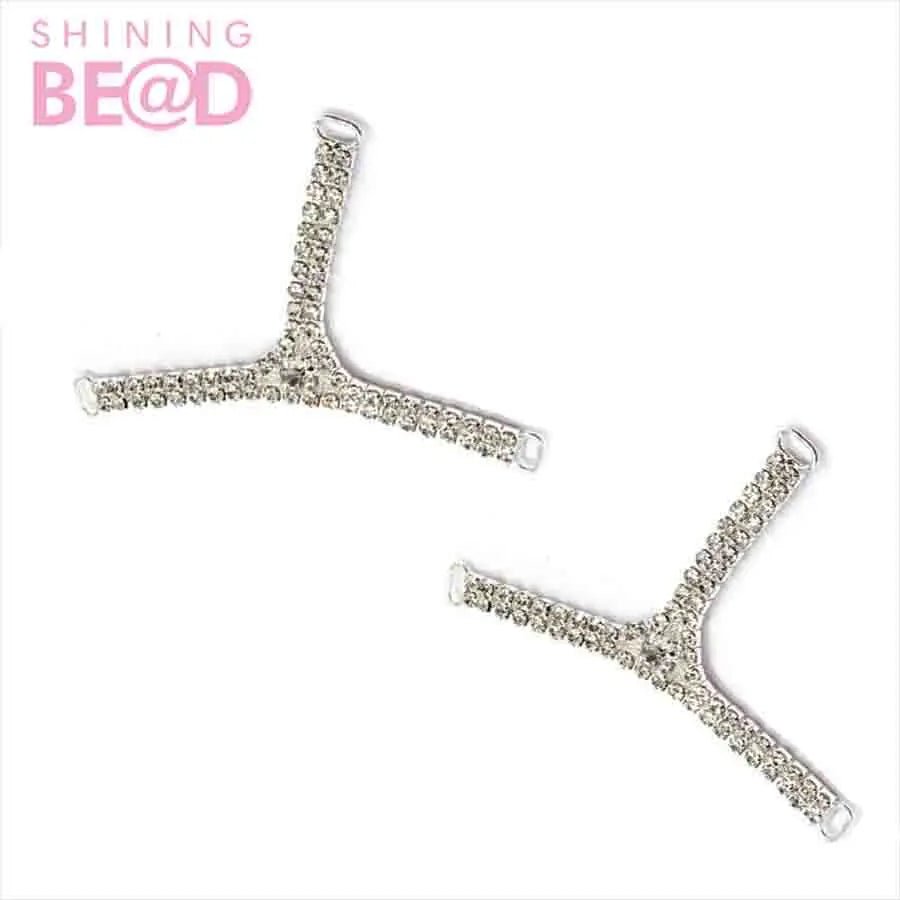 Triangles Clear  Crystal Rhinestone Bikini Connectors Buckle Metal Chain Apparel Bags Shoes Sewing