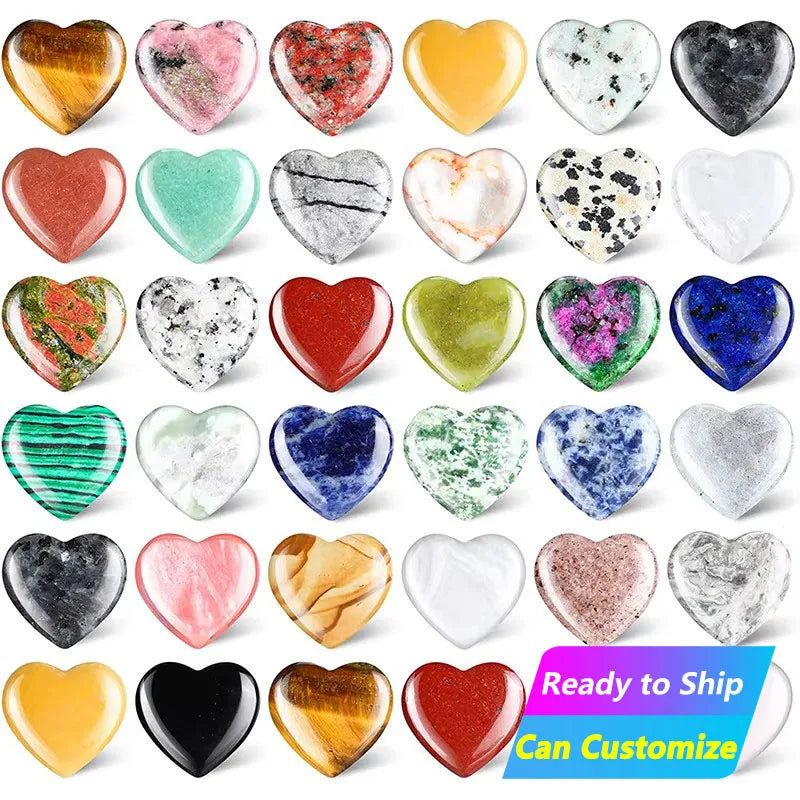 20mm Wholesale Natural Healing Stone Real Rose Quartz Carved Gemstones Crafts Jewelry Mini love Heart Crystal