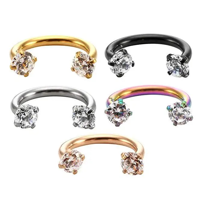 Evorte Wholesale 24K Gold Plated Stainless Steel Horseshoe Curved Barbell Nose Cuff Non-Piercing Body Jewelry Nostril Nasal Ear