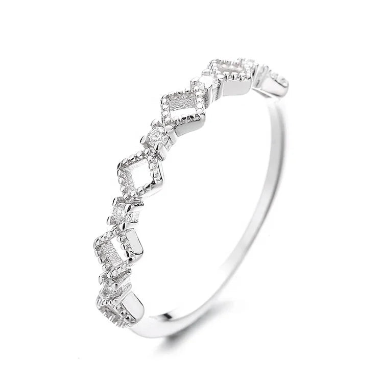 Factory Wholesale Hand Made Real Silver 925 Wedding Rings for Women Simple Hollow Thin Band Ring Jewelry for Women