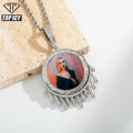 Top Icy DIY Customized Water Drop Style Iced Out Cubic Zircon Silver Gold Jewelry Circle Photo Necklace Private Photo Pendant