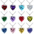Heart-Shaped Birthstone Zircon Pendant Necklace 925 Silver with Rhodium Plating Trendy Strand Chain for Wedding Party Engagement