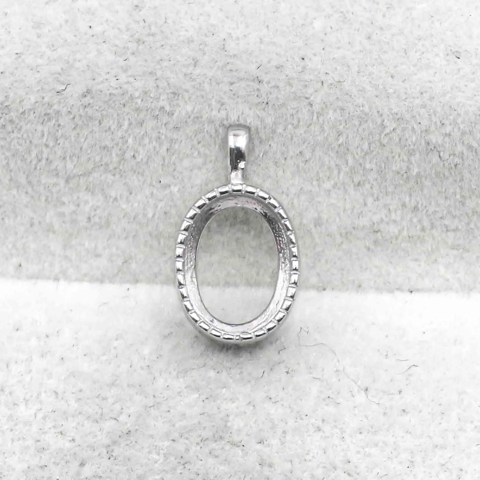 Sterling Silver 6*8mm Semi Mount Pendant Empty Frame Blank Support Setting S925 Base Holder Without Center Stone for DIY Inlay