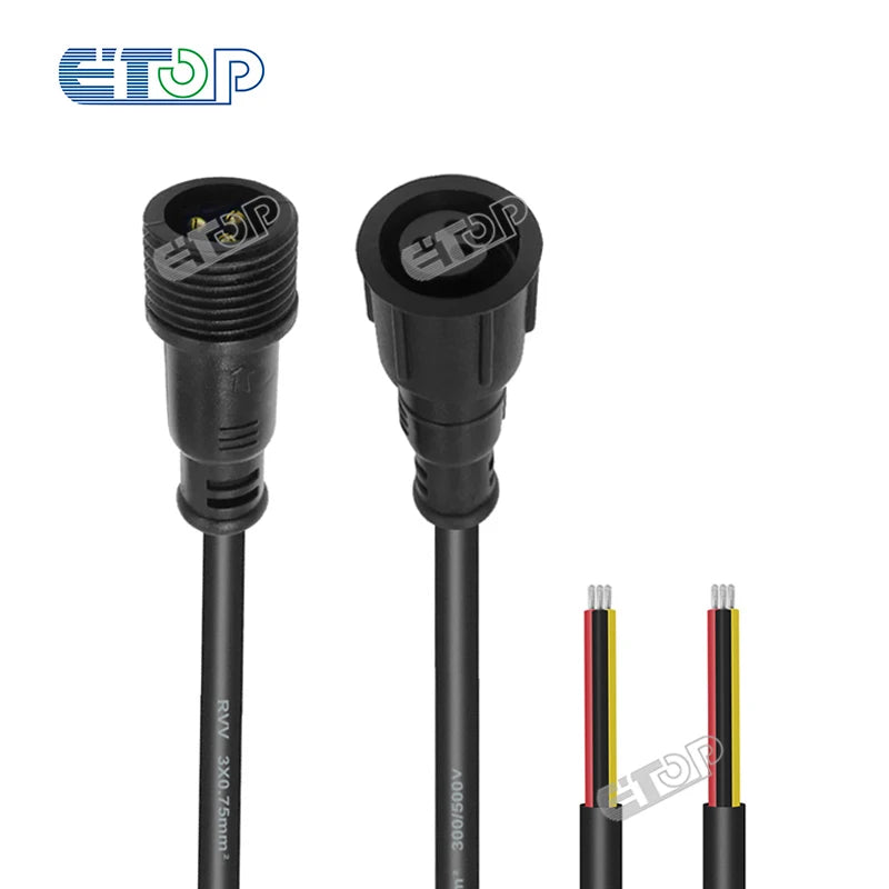 3 Core 50CM Male to Female Pigtail Pairs Led Connector BLACK Cable 50CM for 3 Pin LED Smart Pixel Lights