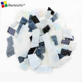 1000g Black Grey White Series Mixed Color Water Resistant Stained Glass Scraps Glass Mosaics Blend Loose Tile for Room Mosaic