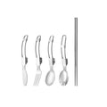 Outdoor Camping Portable Folding Spoon Cutlery Set Cute Stainless Steel Knife Fork Spoon Chopsticks Set With Storage Bag
