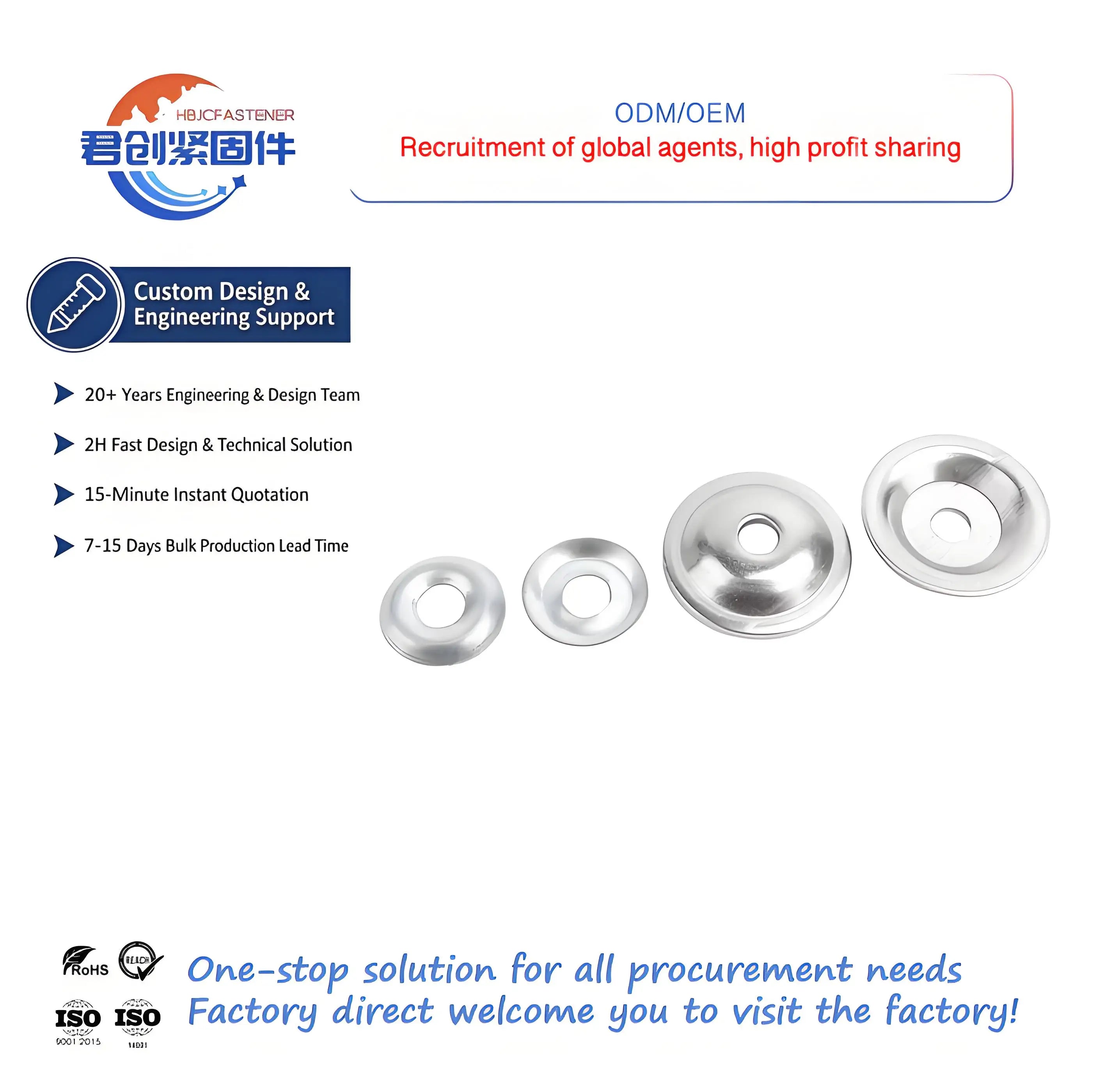Galvanized Steel Plain Bonded Countersunk External Tooth Spring Lock Bowl Flange Washer DIN Compatible M10