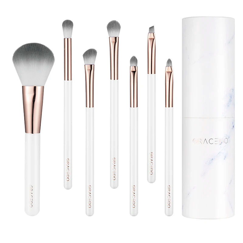 Free Sample Manufacturers OEM 7 Pcs Professional Vegan Cosmetic Makeup Brushes Set With Marble Packing Box