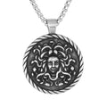 Custom Design Vintage Jewelry Fashion Statement Stainless Steel Greek Mythology Medusa Snake Head Pendant Necklace for Women Men