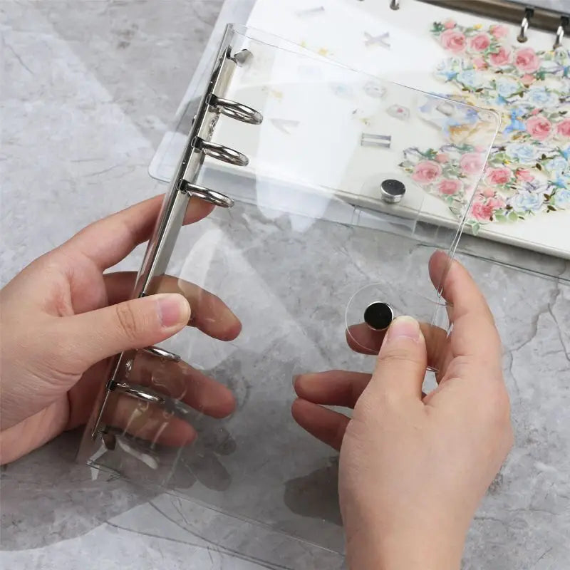 A5 A6 Cute Kawaii Transparent PVC Spiral Notebooks 6-Ring Refillable Loose-leaf Binder Diary Journal Stationery Organizer