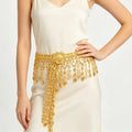 Fashion Ethnic Gold Plated Hollowed Flower Drop Belt Waist Belly Chains Women Dancing Belt