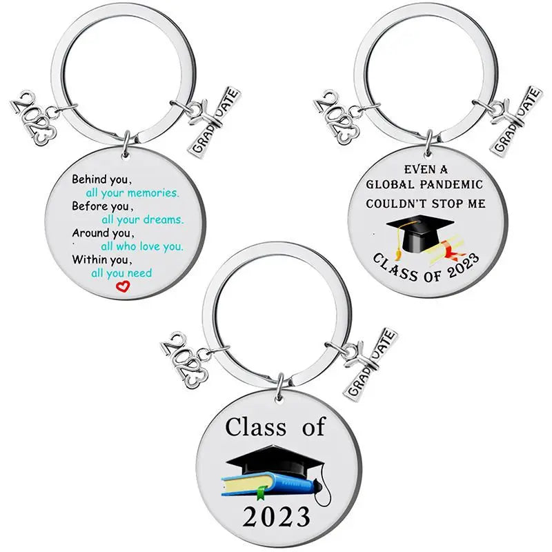 New Arrival Colorful Printed Stainless Steel Keychain Perfect Gift for Graduation Teacher's Day Durable Metal Keychain