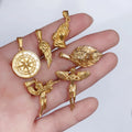 Luxury Gold Plated Fine Jewelry Stainless Steel Mens Greek Medusa Necklace Pendant Retro Crucifix Cross Charm Hot Angel Pendant