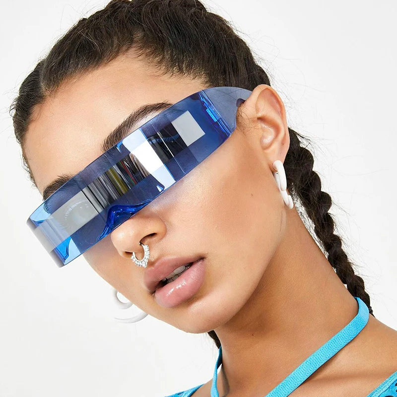 7013 Cheap Personalized Future Y2K Warrior One-piece Plastic Sunglasses