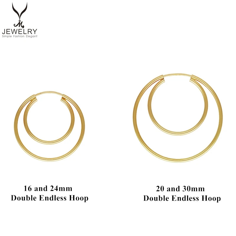 New 14K Gold Filled Double Endless Hoop Earrings Wholesale for Jewelry Women Hoop