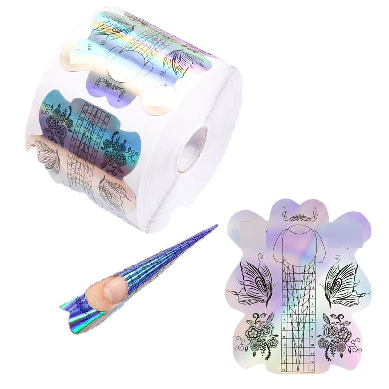 Sunkin 500pcs French Paper Builder Gel Nail Form Tips Acrylic UV Gel Extended Nail Art Guide Mold Manicure DIY Tool Butterfly