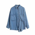 Boutique Wholesale 2026 Autumn Wear Large Size Loose Striped Top Design Irregular Women's Shirts