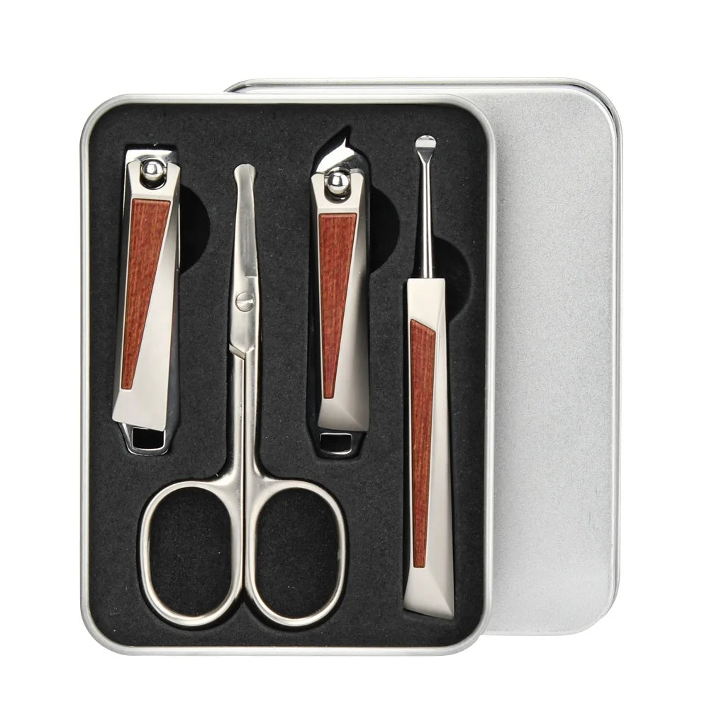 Trending Products 2024 New Arrivals Wooden Pattern Stainless Steel Nail Clippers Portable Nail Clippers Set