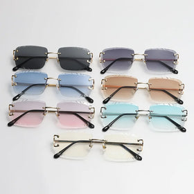 6018 Frameless Custom Brand Square Ins Chamfered Sunglasses Uv400 European Street Photos Trendy Shades High Quality Sun Glasses