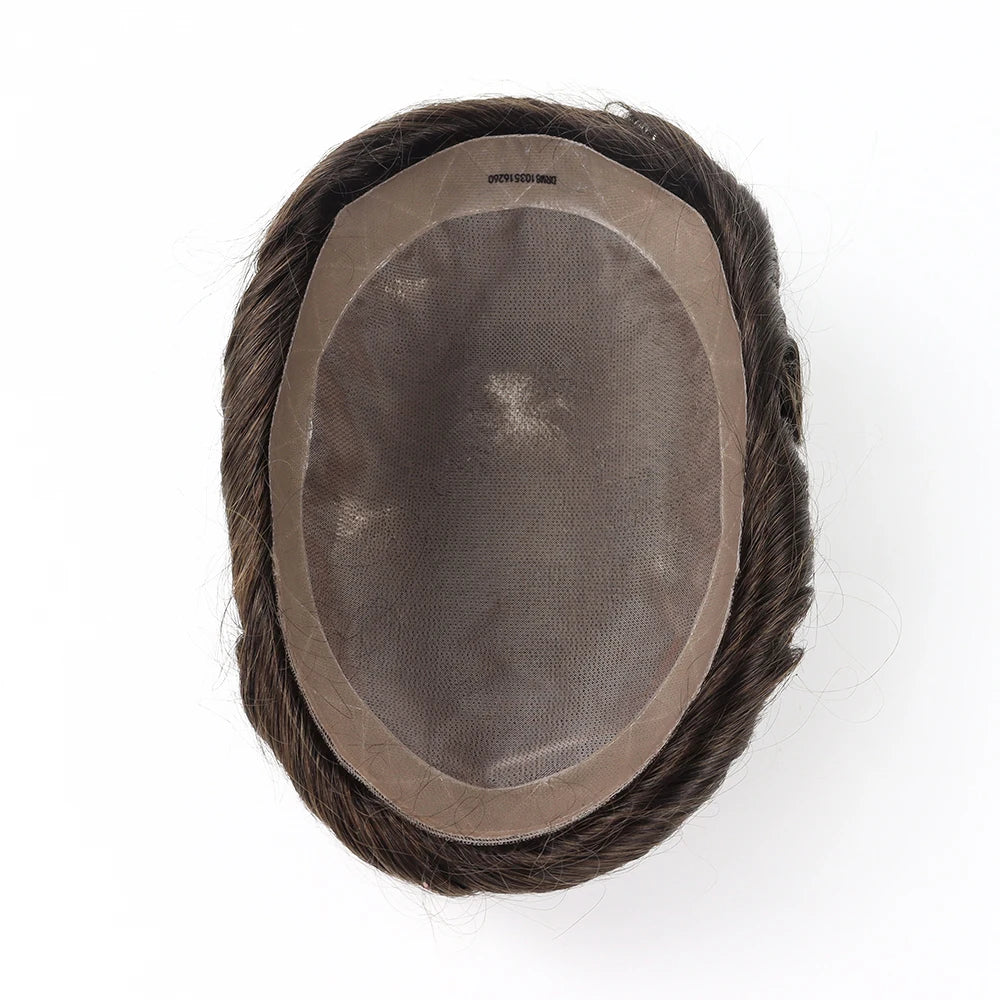 Dura Mono - Excellent Men Capillary Prosthesis Hair Male Toupee 6 Indian Human Hair Durable Fine Mono Natural Men's Wig Dropship