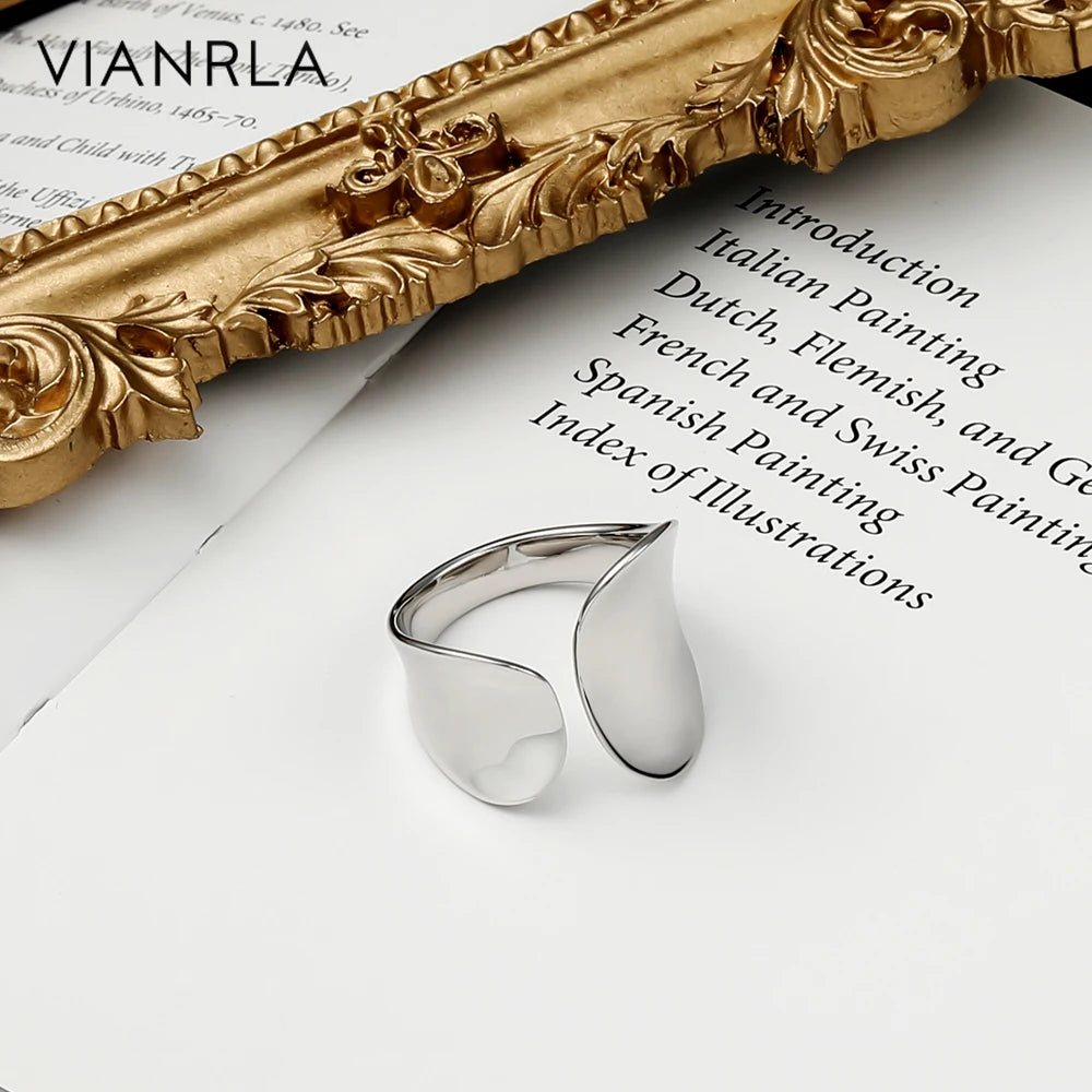 VIANRLA 925 Sterling Silver Minimalist Plated Adjustable Ring Support Dropshipping Free Laser Logo