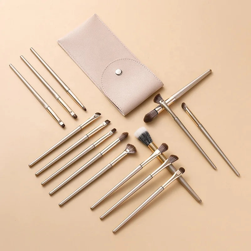13PCS Professional Synthetic Hair Eyeliner and Eyeshadow Brushes Set Premium Blending Eyes Makeup Brushes for Face