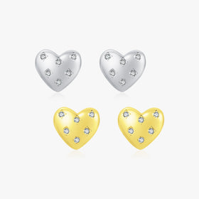 Romantic Wedding Earrings for Women Fine Jewelry Valentine Day Gift 925 Sterling Silver Shining Hearts Stud Earrings