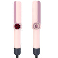 Wholesale pink Flat Iron Infrared LCD Display Hair Straightener Plasma Floating PTC Heating Plate 2 in 1 Curling Hair Styler