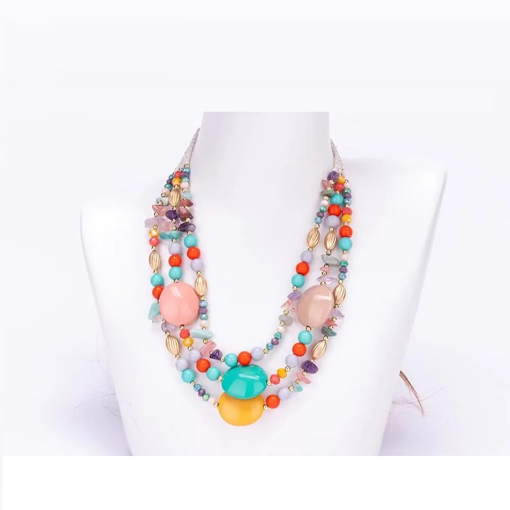 Wholesale New Design Bohemia Rice Beads Chain Handmade Necklace for Women Holiday Beach Holiday Adjustable Necklace Jewelry