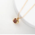 Fashion Jewelry S925 Silver Gold Plated Pomegranate Pendant Necklace Sterling Silver Zircon Collarbone Chain