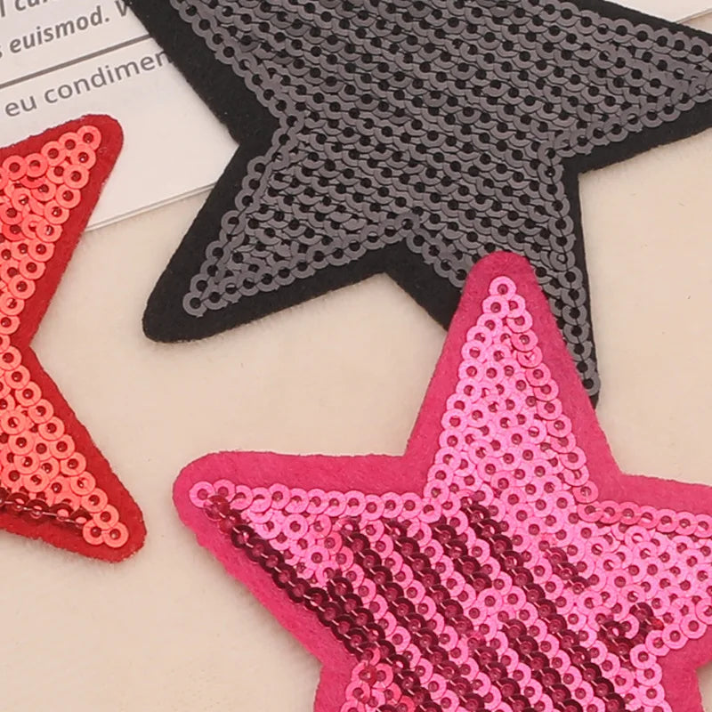 Hot Sale Custom Small Star Pattern Gold Thread Sequin Embroidery Patch With Factory Price