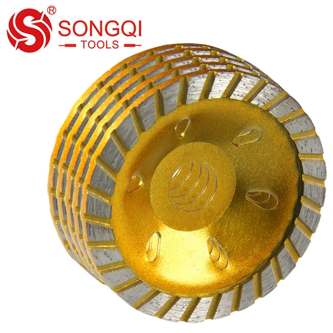SONGQI  Diamond Grinding Cup Wheel Turbo Row Sanding Disc for Concrete Granite Marble Masonry Brick Fits 7/8 Inch Arbor