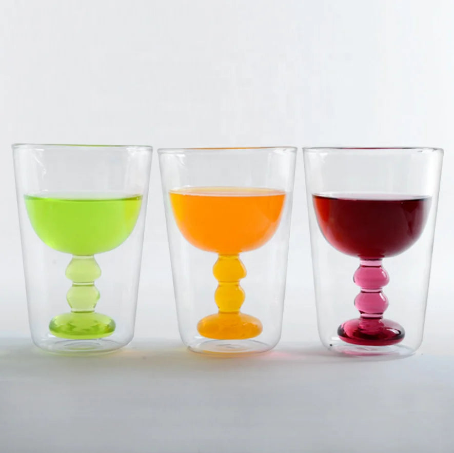 Creative Transparent Double Layer Tea Cup Heat-resistant Double Wall  Juice Breakfast Glass Cup