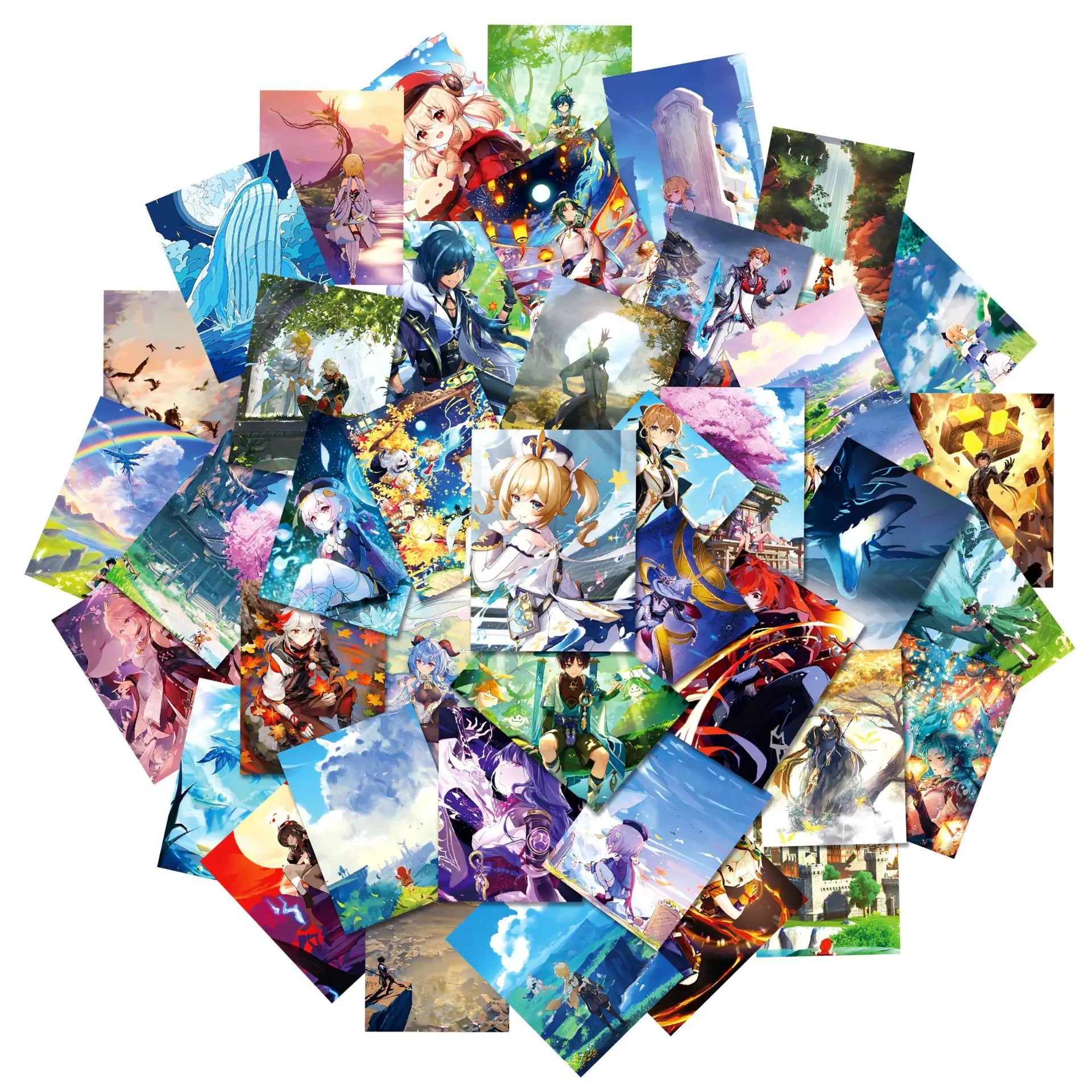 50PCS Newly Popular Game Cool Video Gaming Mini Poster Genshin Impact Sticker