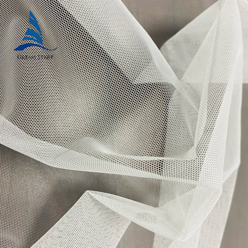 Hot Sale 63\" White Polyester Embroidery Mesh Fabric Knitted Floral Used for Embroidered Tulle Wholesale In-Stock