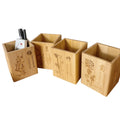 Eco-Friendly Wholesale Customizable Size & Shape Carved Logo Bamboo Wood Pen Holder Stand Elegant Craft OEM/ODM Available