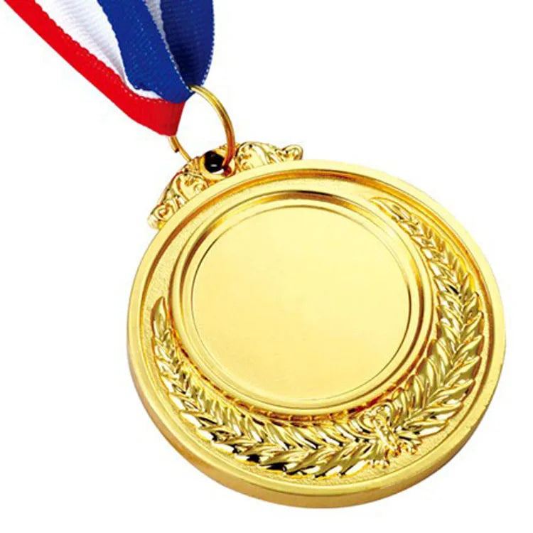 HotSale Cheap Multi-Scenario Gold Award Medal Blank Round Medal with Ribbon for Marathon/School Sports/Employee Recognition
