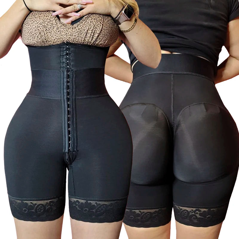 Extra High Waist Double Layer Compression Panties Scrunch Butt Shorts Embroidery Tummy Control Shapers Hip Enhancer Embroidery