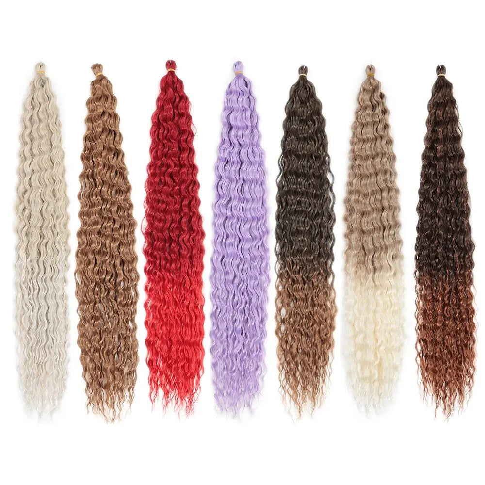 Wholesale Synthetic Water Curl Crochet Braids Hair Bulk Extensions Deep Wave Twist Ombre Synthetic Curly Braiding Hair